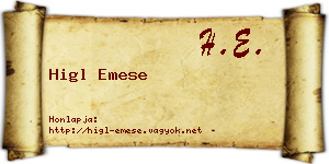 Higl Emese névjegykártya
